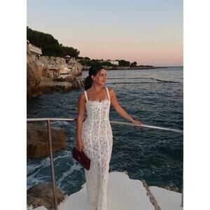 Helsa The Lace Column Dress White